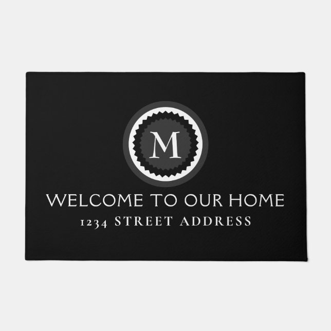 Moderne dekorative Monogram Medallion | Begrüßung Fußmatte (Vorderseite)