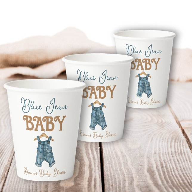 Moderne Denim Boy Blue Jean Baby Dusche Pappbecher (Von Creator hochgeladen)