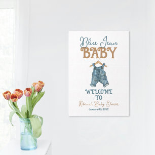 Moderne Denim Boy Blue Jean Baby Dusche Poster