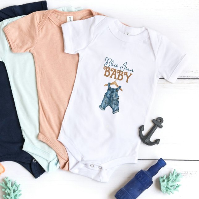 Moderne Denim Boy Blue Jean Baby Dusche Strampler (Von Creator hochgeladen)