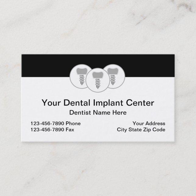 Moderne Dental Implantate Theme Business Cards Visitenkarte (Vorderseite)
