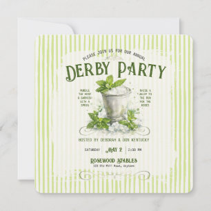 Moderne Derby-Party-Aquarell-Mint-Julep-Eleganz Einladung