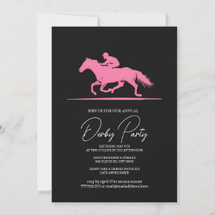 Moderne Derby-Party-Einladung Schwarz Rosa Pferd R Einladung