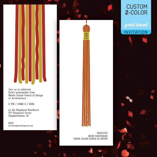 Moderne Design Abschluss Einladung 2-farbig Quaste (Von Creator hochgeladen)