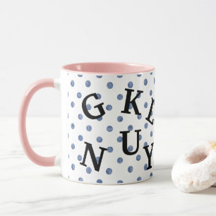 Moderne Design Polka Punkte mit schwarzem Text Blu Tasse