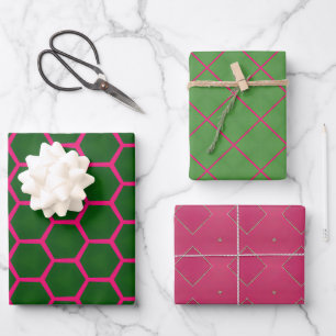 Moderne Designs mit rosa und grün Geschenkpapier Set