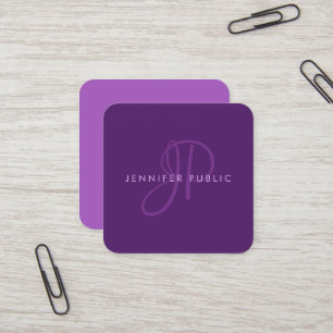 Moderne Designvorlage Elegantes Monogramm Lila Quadratische Visitenkarte