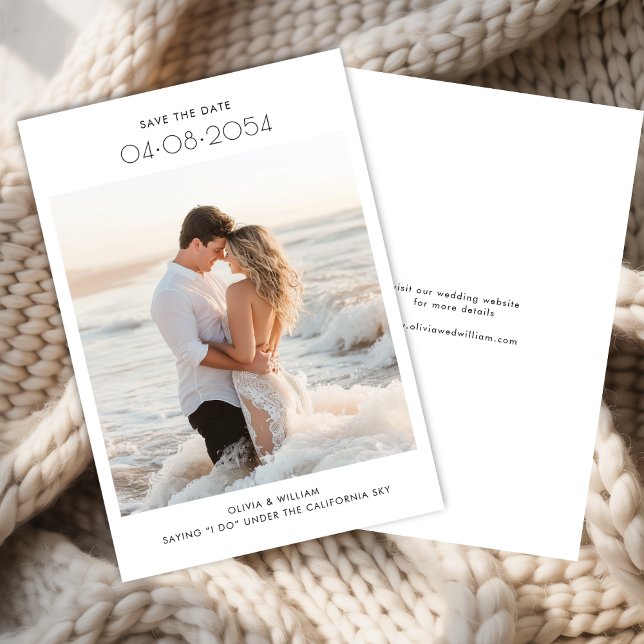 Moderne Destination Budget Beach Foto Hochzeit Save The Date (Von Creator hochgeladen)