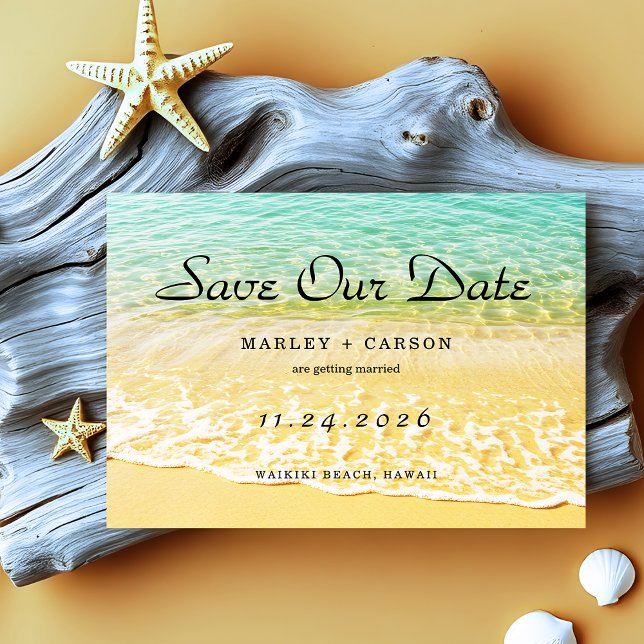 Moderne Destination Sommerstrand Hochzeit Save The Date (Von Creator hochgeladen)