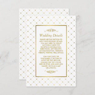 Moderne Details zum White & Gold Foil Effekt Hochz Begleitkarte