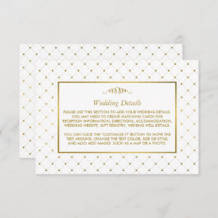 Moderne Details zum White & Gold Foil Effekt Hochz Begleitkarte