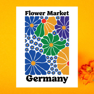 Moderne deutsche Floral-Blumenmarkt-Gartenwiese Postkarte