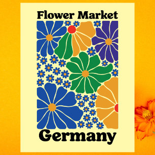 Moderne deutsche Florale Blumenmarkt Gartenwiese Postkarte