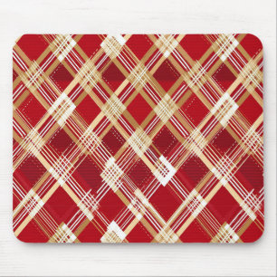 Moderne diagonale rot-weiße Karo-Muster Mousepad