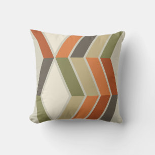 Moderne Diagonale Streifen Grün Orange Kissen