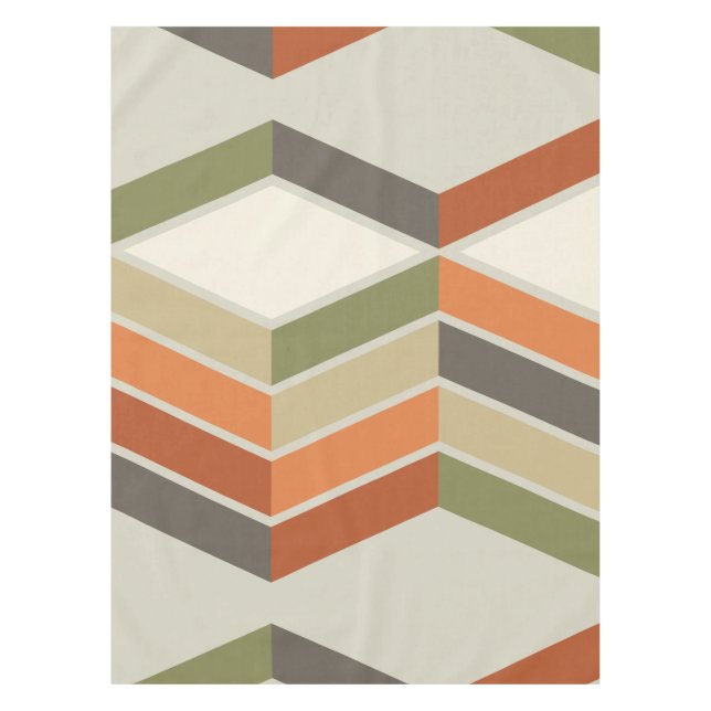 Moderne Diagonale Streifen Grün Orange Tischdecke (Vorderseite)