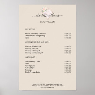 Moderne Diamant-Blumen-Preisliste Poster