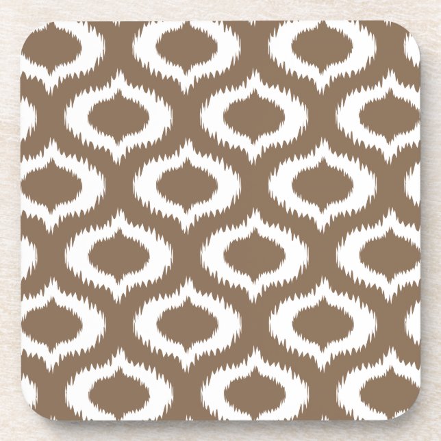 Moderne Diamanten Browns Ikat modisch Getränkeuntersetzer (Vorderseite)