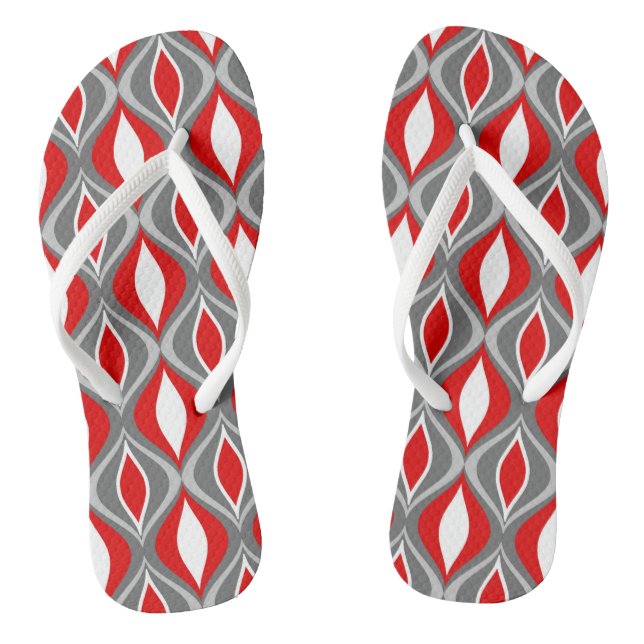 Moderne Diamanten, grau / grau & rot, Mitte des 20 Flip Flops (Fußbett)