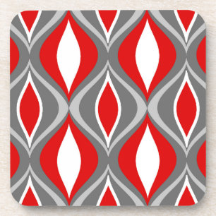 Moderne Diamanten, grau / grau & rot, Mitte des 20 Untersetzer
