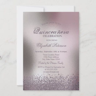 Moderne Diamanten Roségold Metallische Quinceañera Einladung