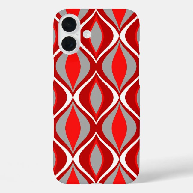 Moderne Diamanten, rot & grau / grau Case-Mate iPhone Hülle (Rückseite)