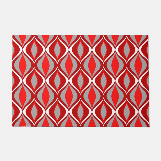 Moderne Diamanten, rot & grau / grau Fußmatte (Vorderseite)
