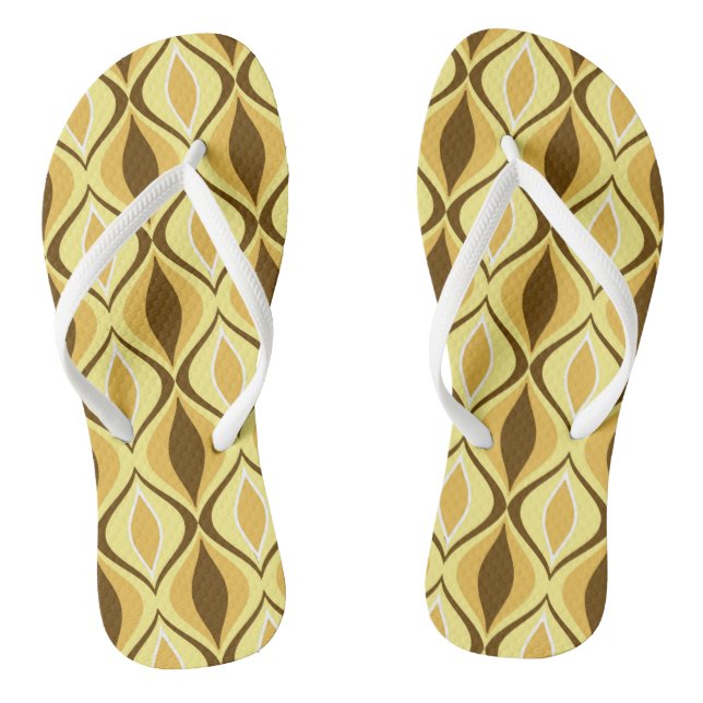 Moderne Diamanten, Senf Gold Flip Flops (Fußbett)