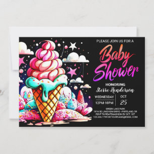 Moderne Digital Sundae Baby Dusche Einladung