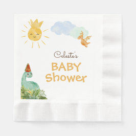 Moderne Dinosaur White Baby Dusche Napkins Serviette