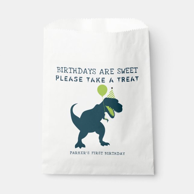 Moderne Dinosaurier Birthdays sind Sweet Fevor Bag Geschenktütchen (Vorderseite)