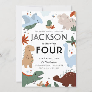 Moderne Dinosaurier Geburtstagsparty Einladung