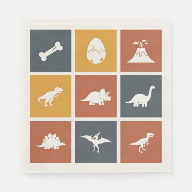 Moderne Dinosaurier-Icon-Gitter Serviette (Vorderseite)