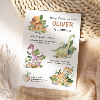 Moderne Dinosaurier-Kindergeburtstag-Party Einladu Einladung