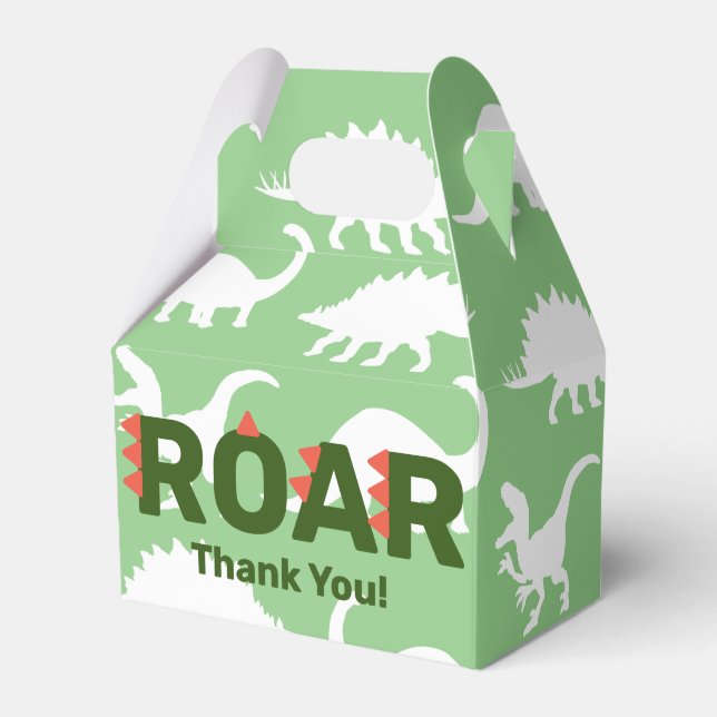 Moderne Dinosaurier ROAR Babydusche Geschenkschachtel (Vorderseite)