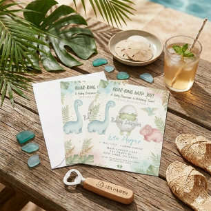 Moderne Dinosaurier schlüpfen bald Baby-Party Einladung