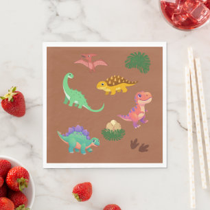 Moderne Dinosaurier Servietten – T-Rex & Freunde -