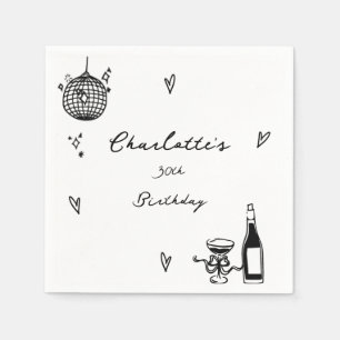 Moderne Diskothek 30. Geburtstag Serviette