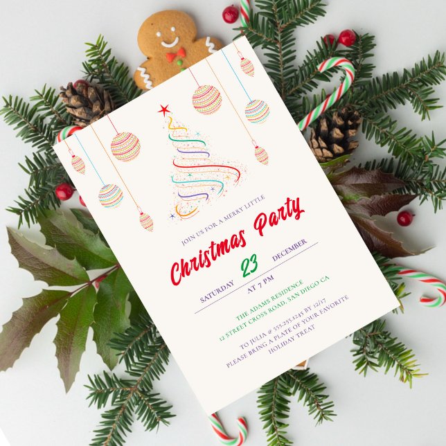 Moderne Diskothek Weihnachten Weihnachtsbaum Party Einladung (Von Creator hochgeladen)