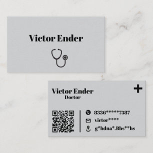 Moderne Doctor Business Card mit QR Code - Gray & Visitenkarte