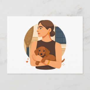 Moderne Dog Mom Ästhetik mit süßem Welpen Postkarte