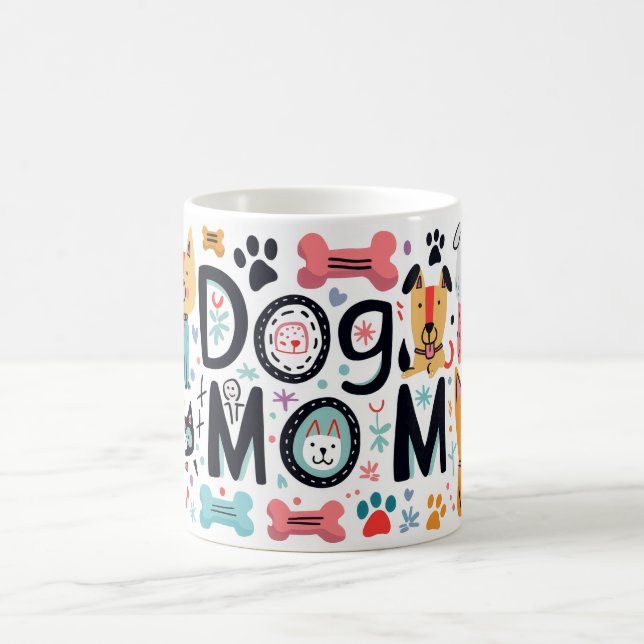 Moderne Dog Mum Orange und Pink Kaffeetasse (Mittel)