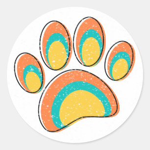 Moderne Dog Paw aus dem Mittelalter Print Runder Aufkleber