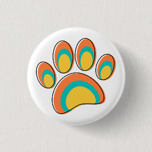 Moderne Dog Paw Print aus dem Mittelalter Button
