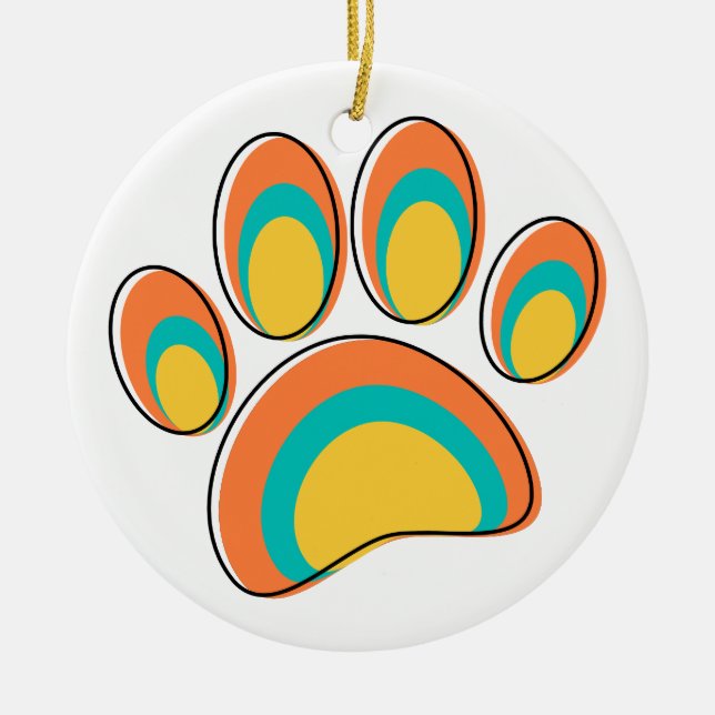 Moderne Dog Paw Print aus dem Mittelalter Keramik Ornament (Vorne)