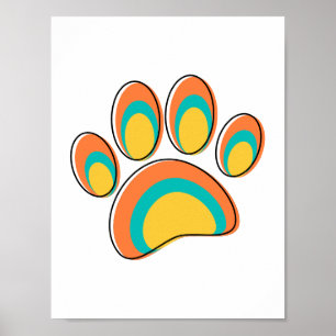 Moderne Dog Paw Print aus dem Mittelalter Poster