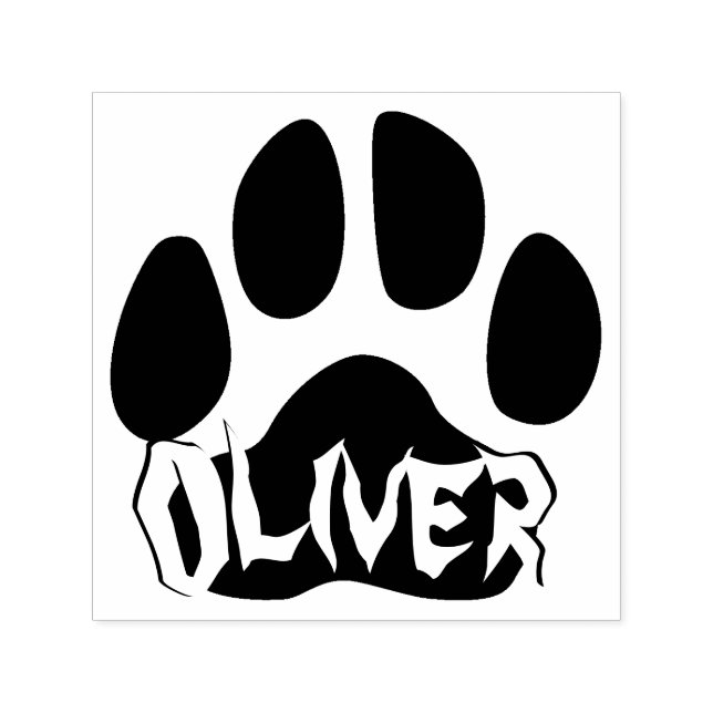 Moderne Dog Paw Print und Individuelle Name Pet Si Permastempel (Design)