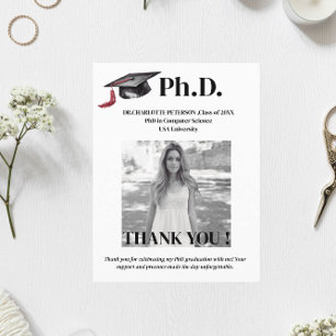 Moderne Doktorabschlussfeier Danke Postkarte