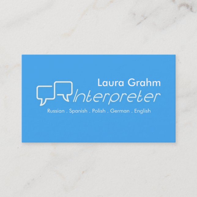 Moderne Dolmetscher Business Card Visitenkarte (Vorderseite)