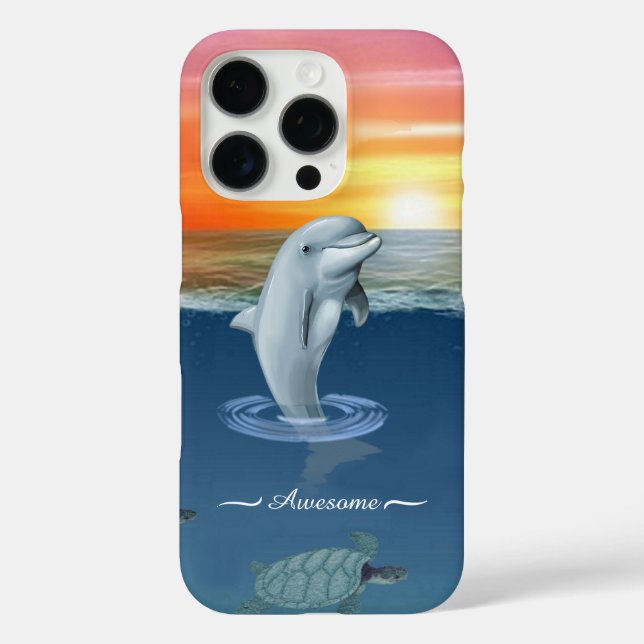 Moderne Dolphin, Schildkröten & Drehbuch auf dem O Case-Mate iPhone Hülle (Rückseite)